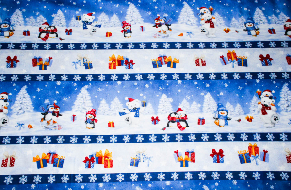 Designer-Baumwollstoff Snow what Fun Repeating Stripe (10 cm)